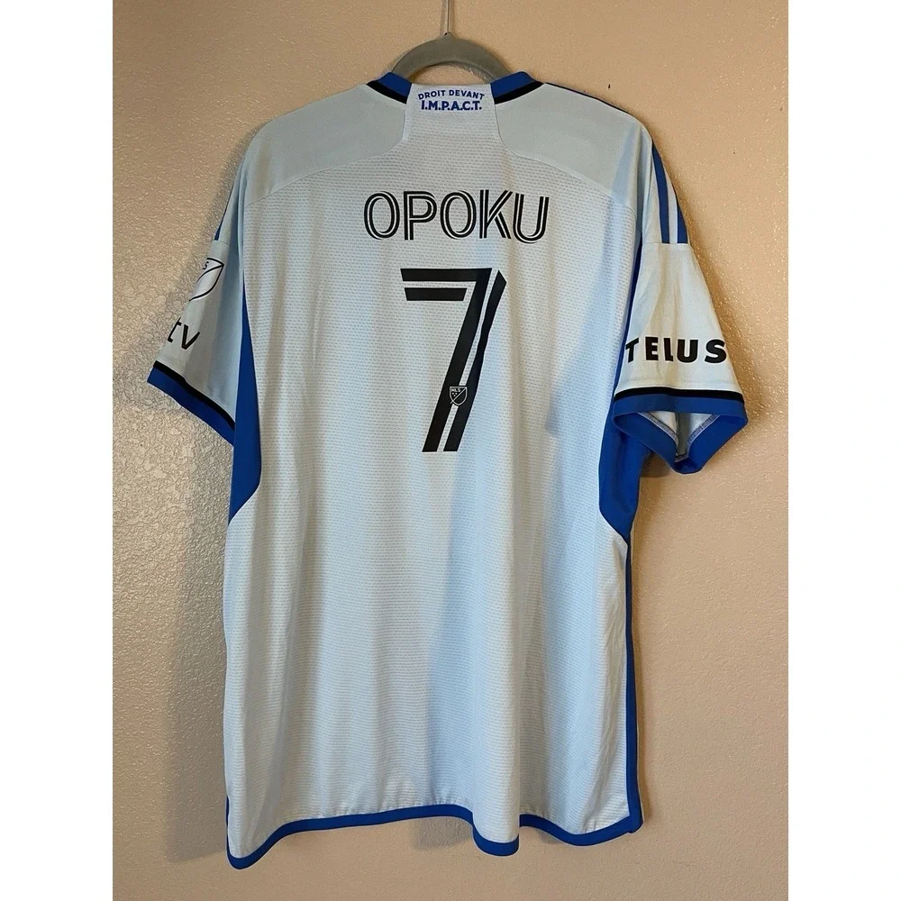 Men's 2XL NWT CF Montreal Kwadwo Opoku #7 Adidas 2024 Light Blue Jersey